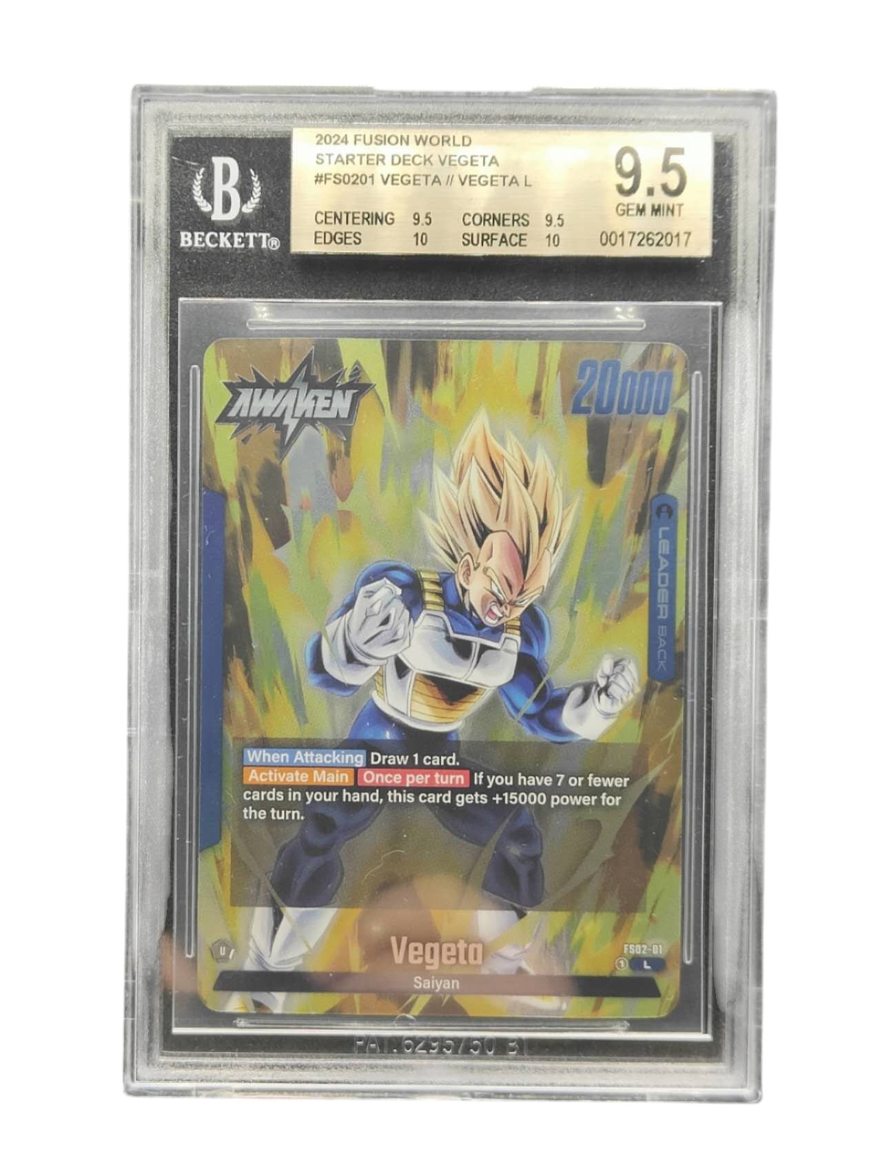 BGS 9.5 Vegeta FS02-01 Leader Dragon Ball Fusion World Starter