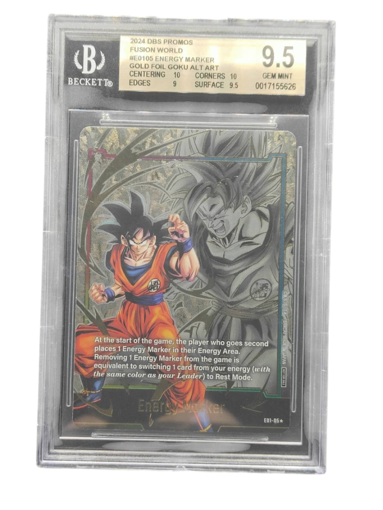 BGS9.5 2024 DBS Promos Fusion World Gold Foil Energy Marker Goku Alt Art E01-05