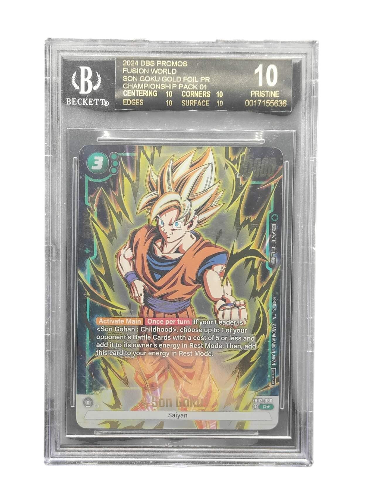 BGS BLACK 10 Dragon Ball Fusion World: Son Goku- FB02-086 - Championship Pack 01 (GOLD)