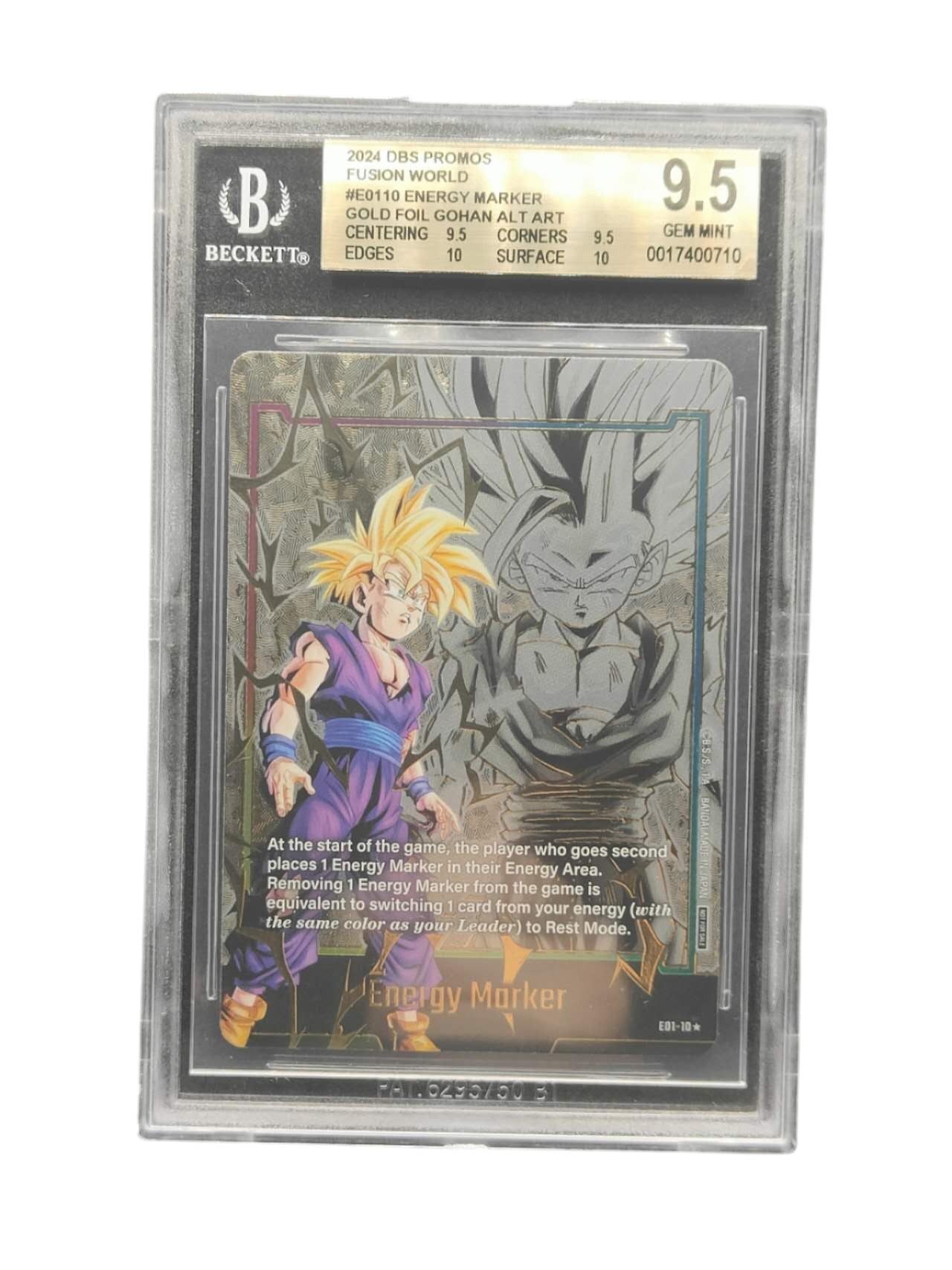 BGS 9.5 E01-10 Gold Energy Marker Son Gohan Dragon Ball Fusion World