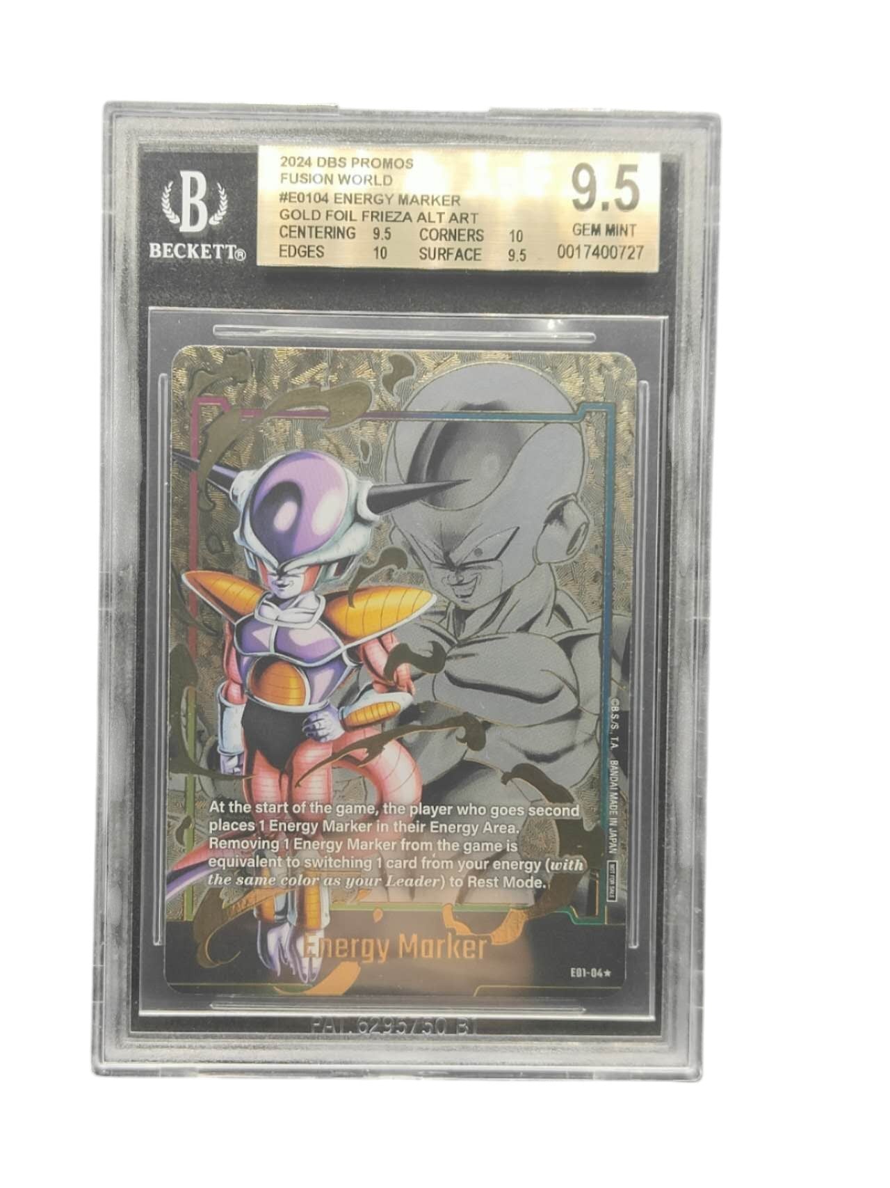 BGS9.5 2024 DBS Promos Fusion World Gold Foil Energy Marker Frieza AltArt E01-04