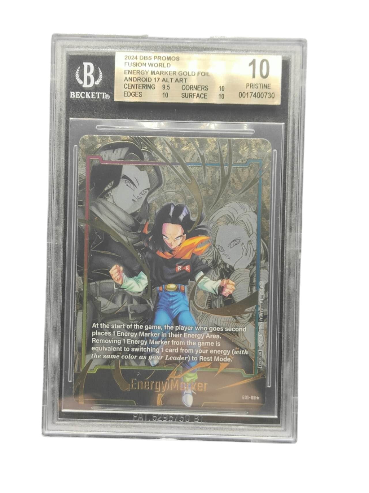 BGS 10 Pristine Android 17 Gold Energy Marker E01-09 Dragon Ball Fusion World