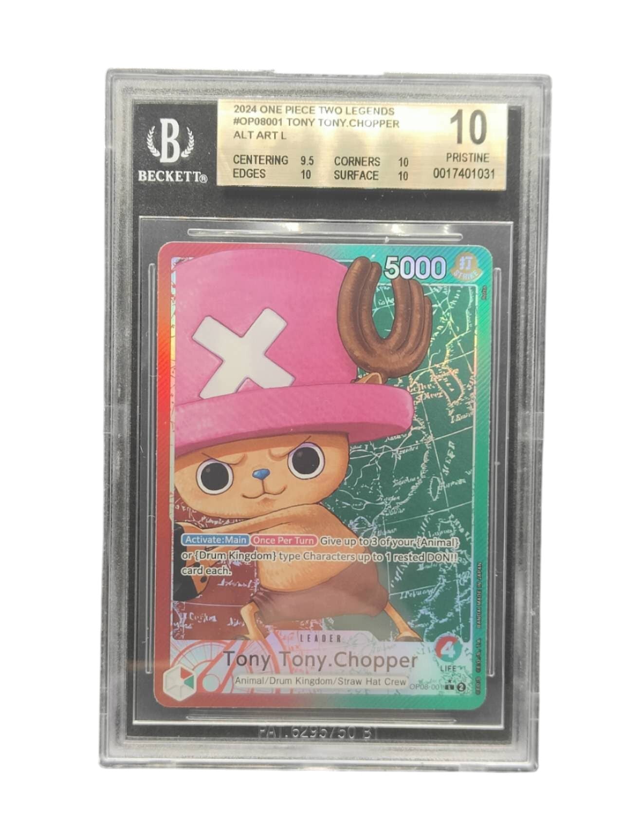 BGS 10 Tony Tony Chopper OP08-001 (Leader) Two Legends ONE PIECE Card TCG