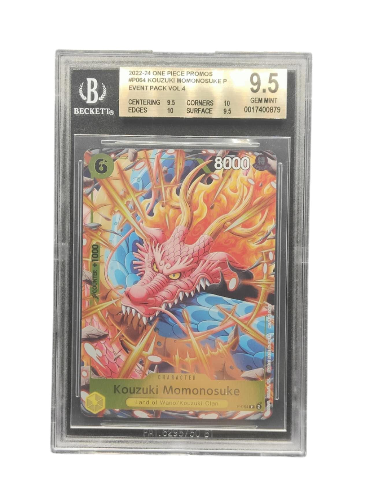 BGS 9.5 One Piece TCG Kouzuki Momonosuke P-064 Event Pack Vol. 4