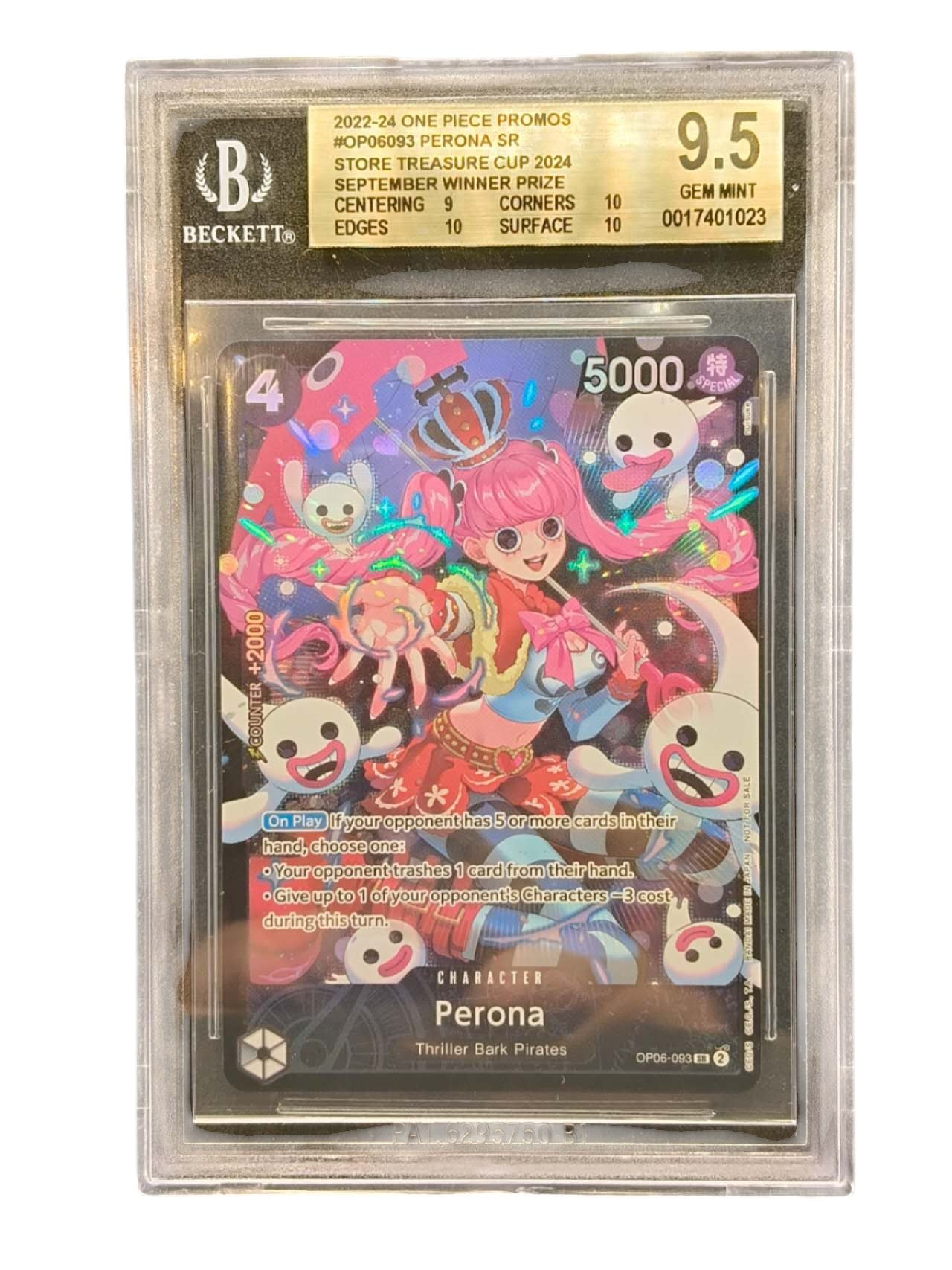 BGS 9.5 ONE PIECE OP06-093 PERONA SR STORE TREASURE CUP 2024 September winner prize