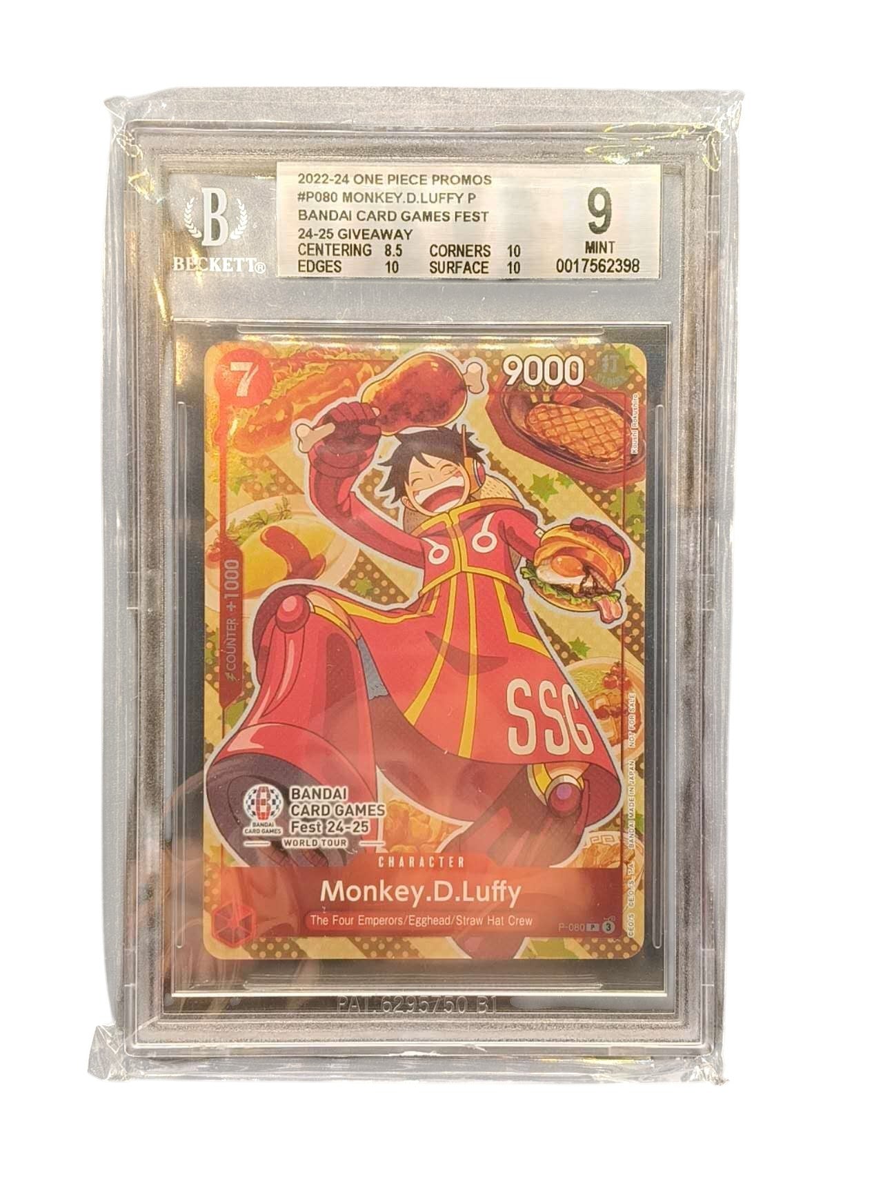 BGS 9 Monkey D Luffy P-080 PR Bandai Card Games Fest 24-25 Promo One Piece Card