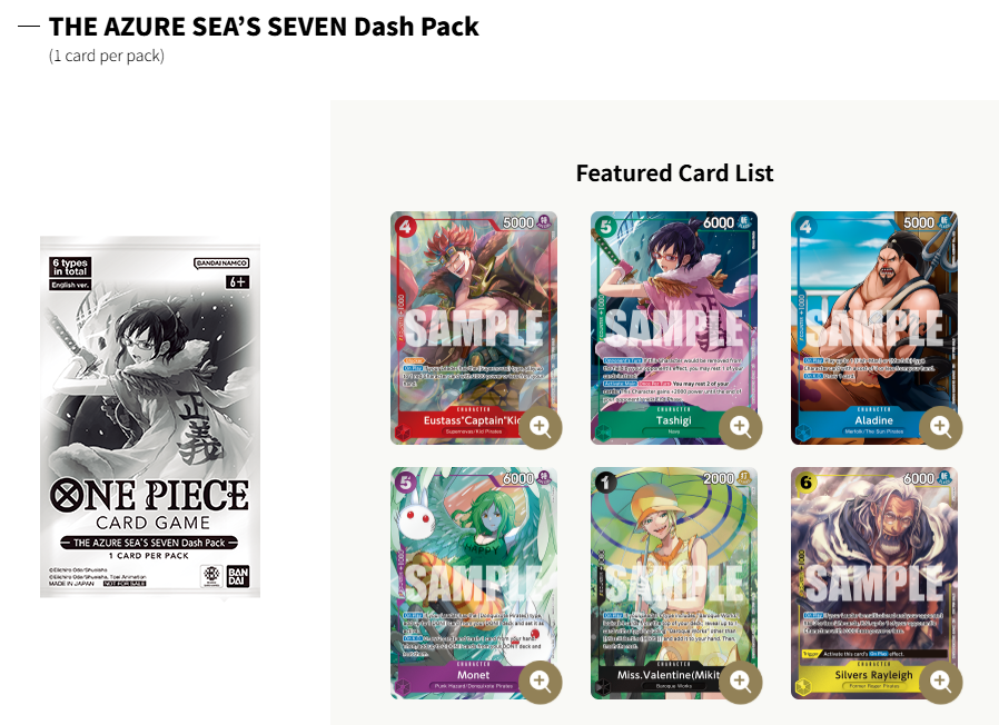 One Piece Card Game OP14-EB04- The Azure Sea's Seven Booster Box+Dash Pack