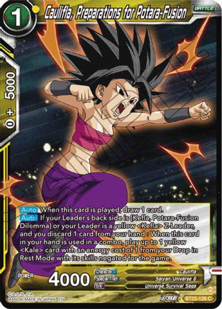 BT23-126C Caulifla, Preparations for Potara-Fusion