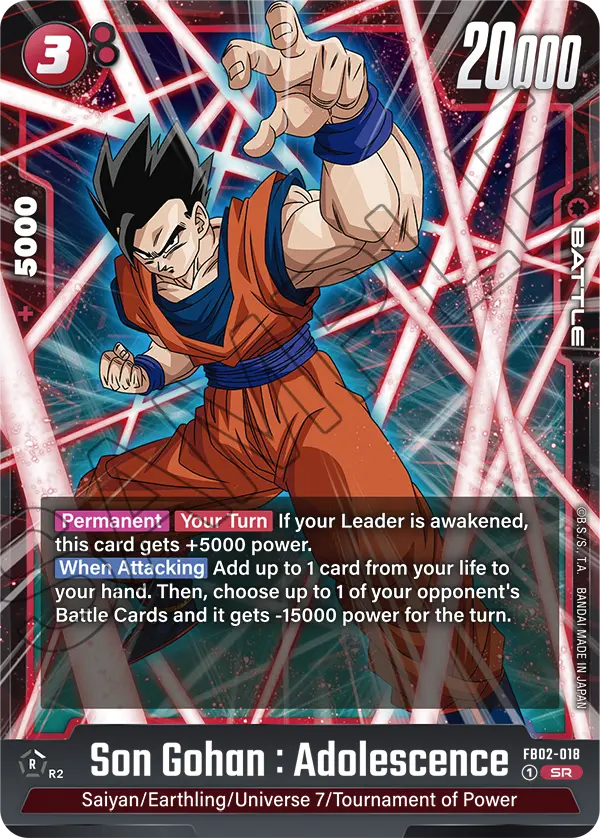 FB02-018 SR Son Gohan : Adolescence