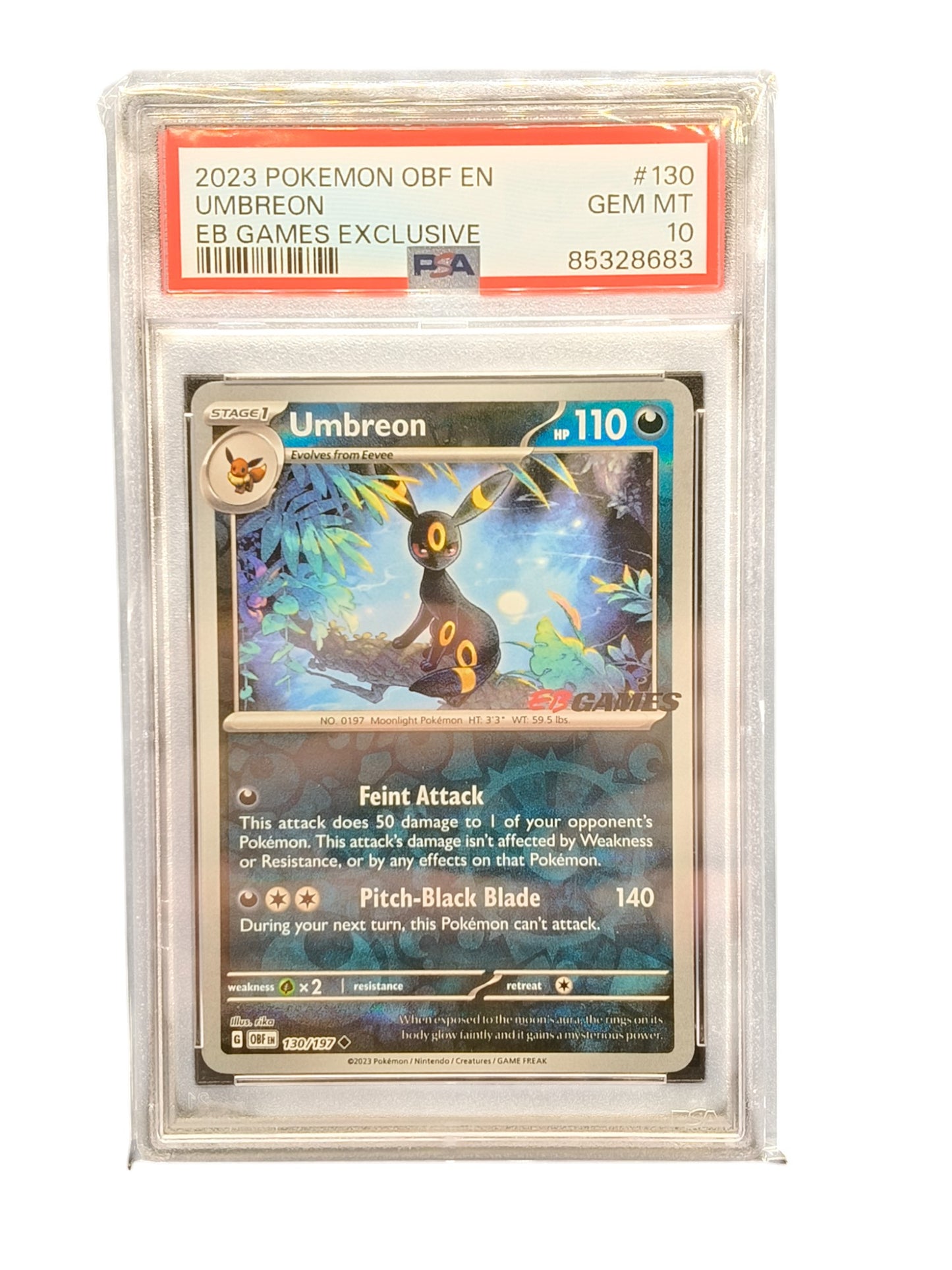PSA 10 Umbreon 130/197 AUS EB GAMES PROMO SEALED Obsidian Flames