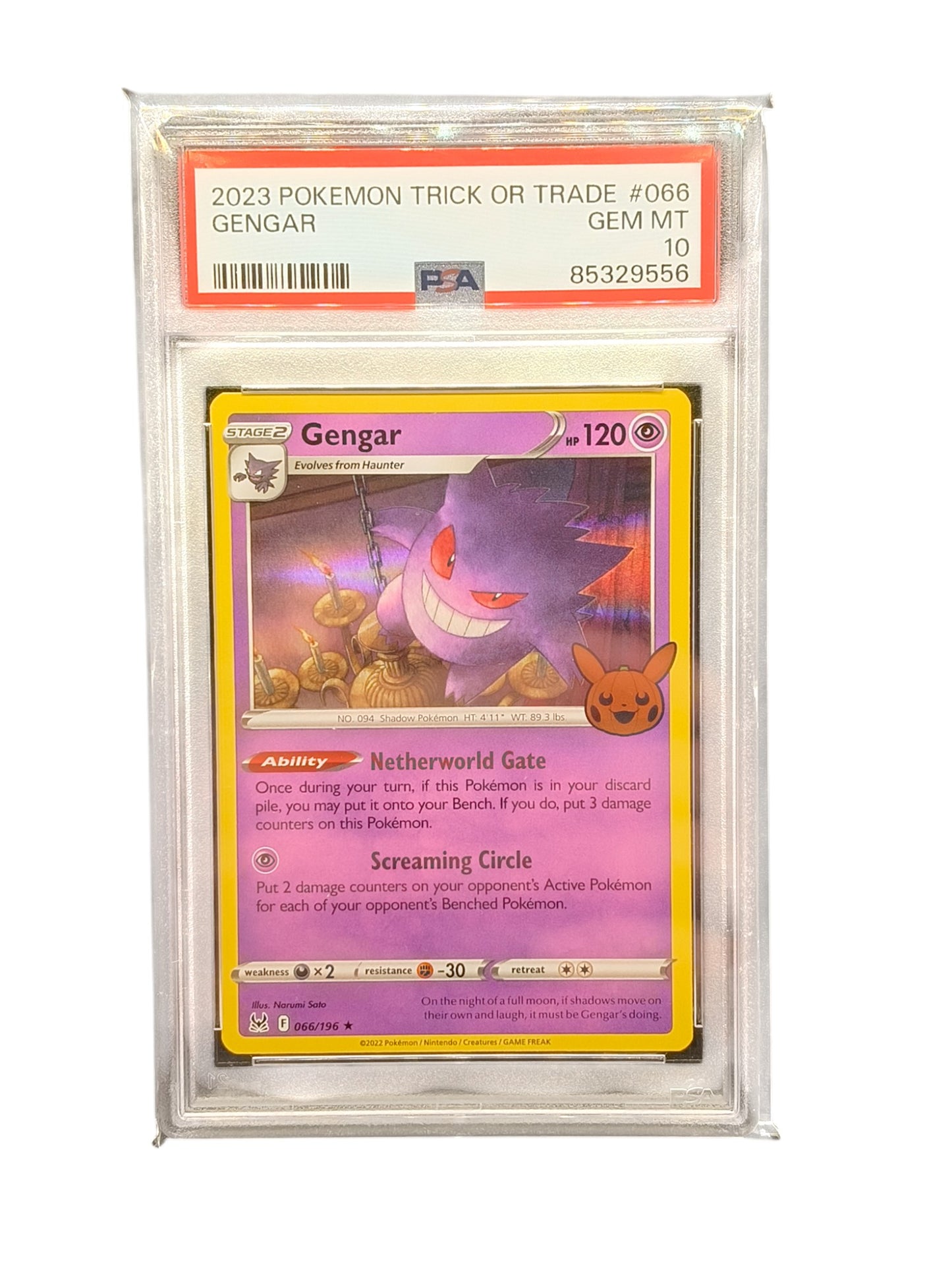 PSA 10 Gengar 066/196 Holo Trick or Trade 2023 BOOster Pack Pokemon
