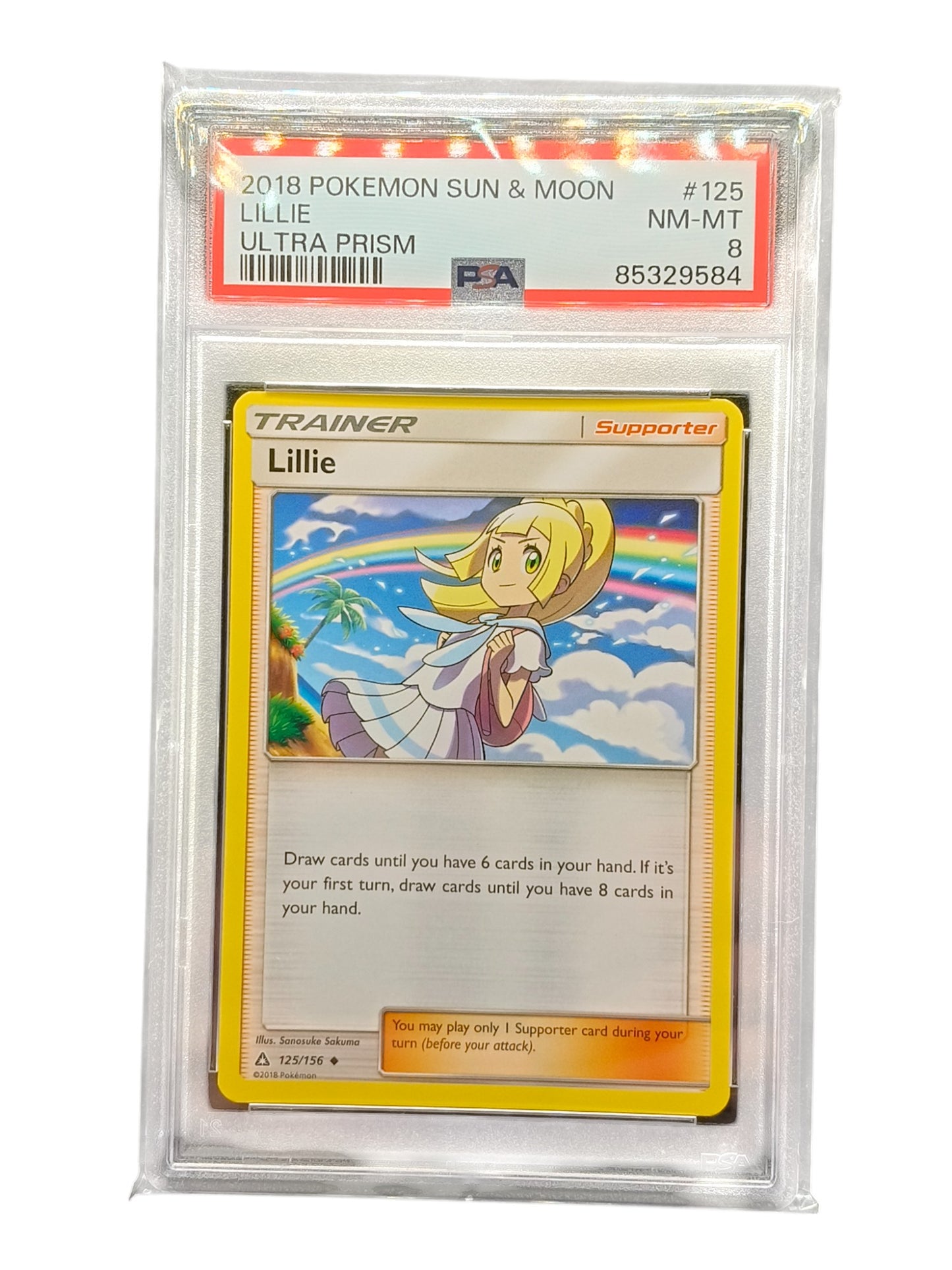 PSA 8 Lillie 125/156 SM Ultra Prism Pokemon Card