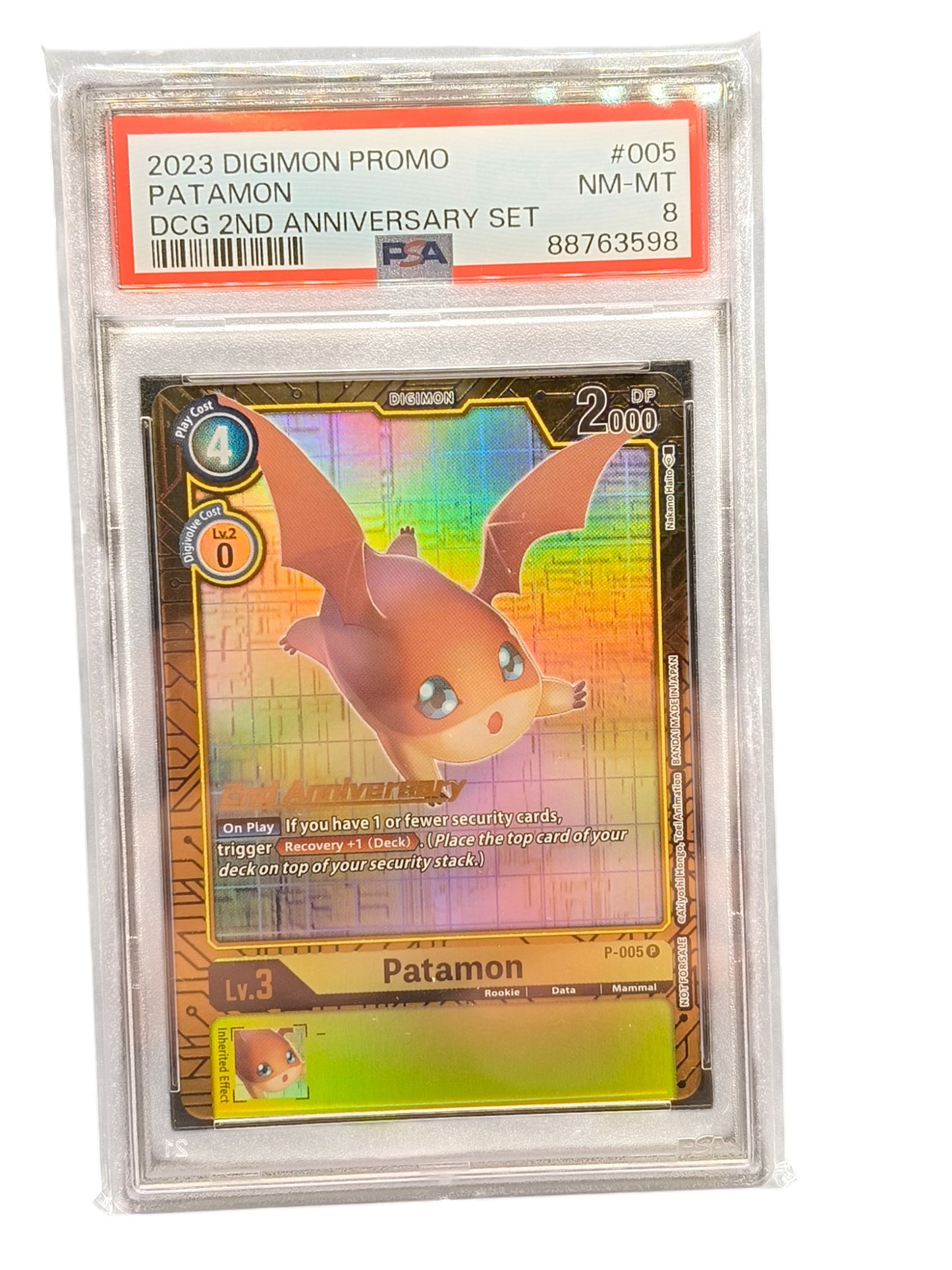 PSA 9 Patamon P-005 2nd Anniversary Promo Card | Digimon Trading Card Game