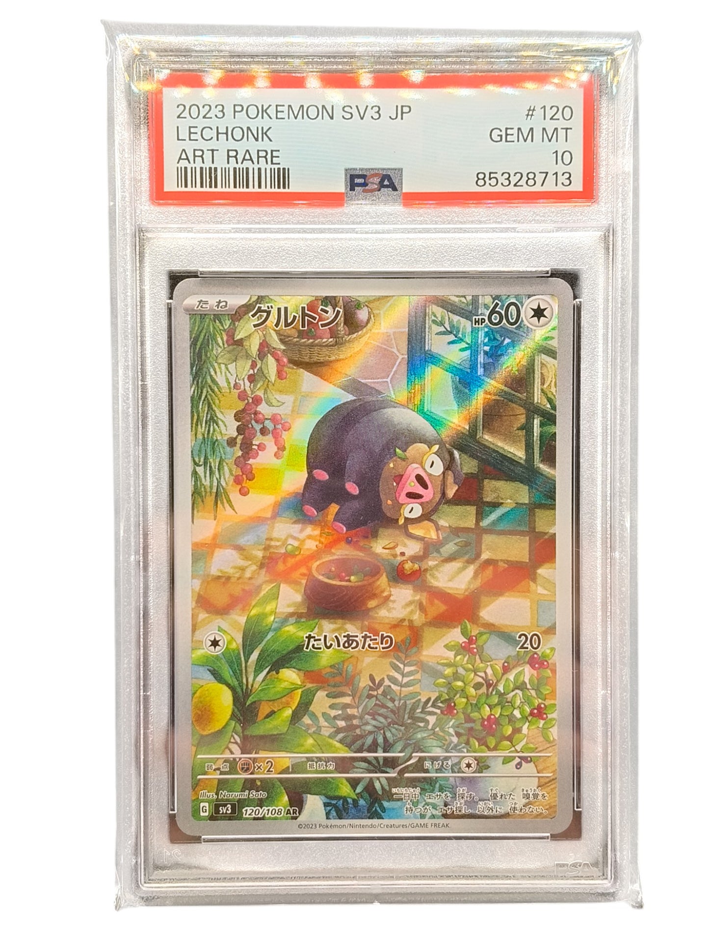 PSA 10 Lechonk 120/108 AR - Ruler of Black Flame SV3 Art Rare Japanese Pokemon