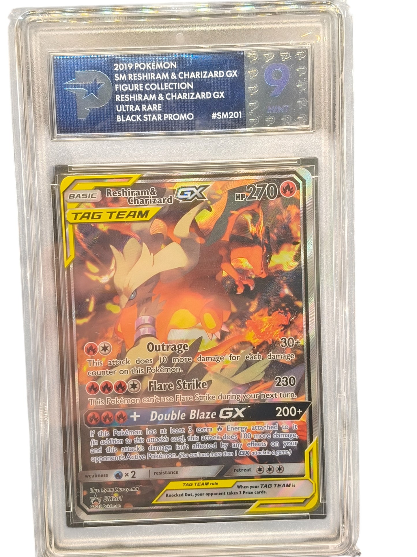 PSG 9 Pokemon Reshiram & Charizard GX SM201 Sun & Moon Holo Black Star Promo HP