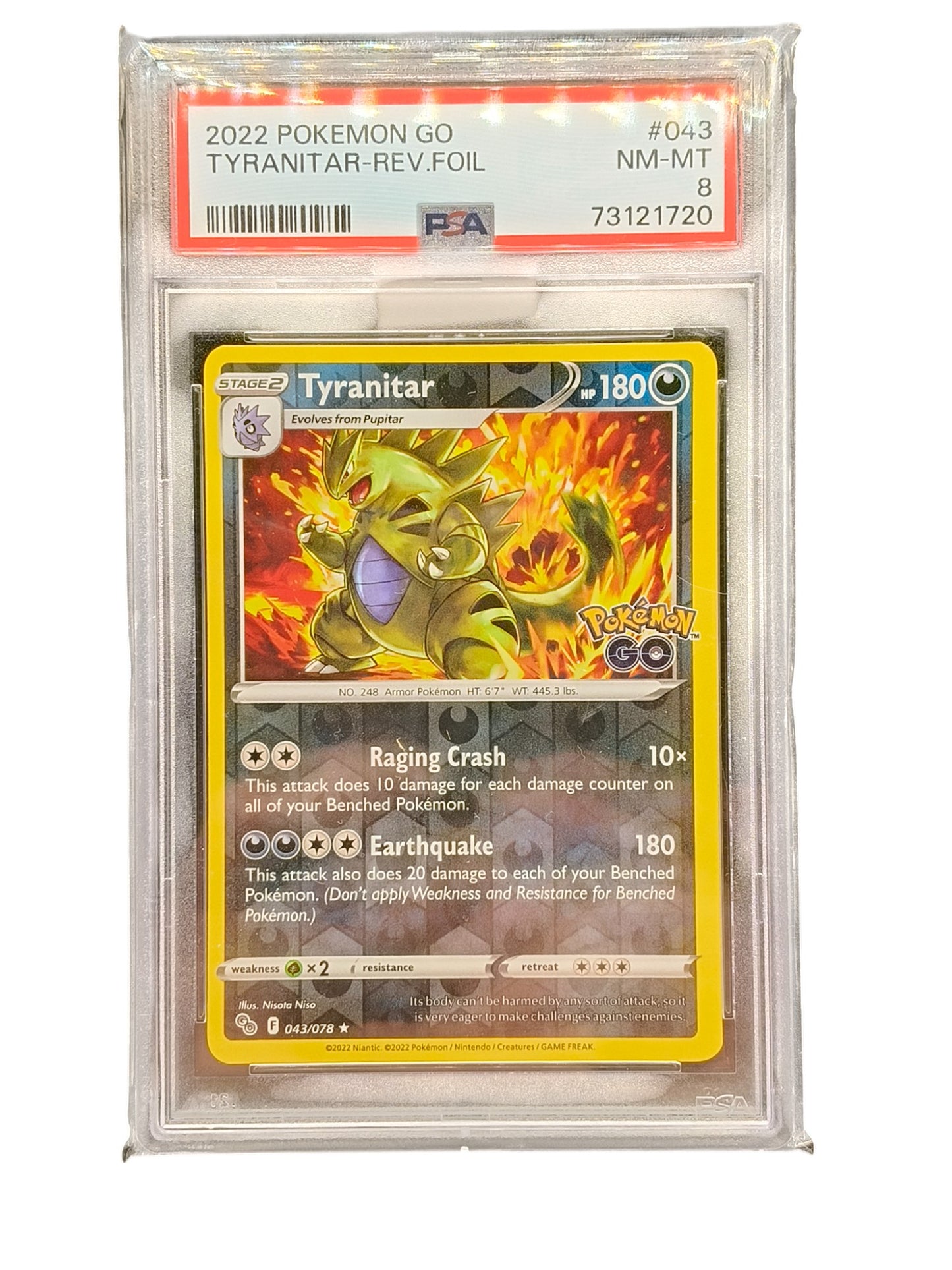 PSA 8 2022 Pokemon Go Tyranitar-Rev.Foil 043/078