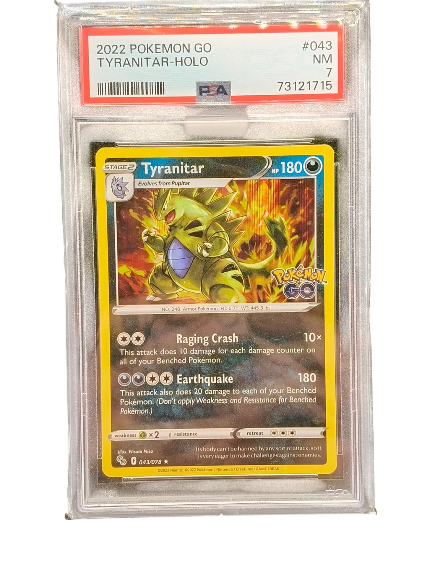 PSA 7 2022 Pokemon Go Tyranitar-Holo 043/078