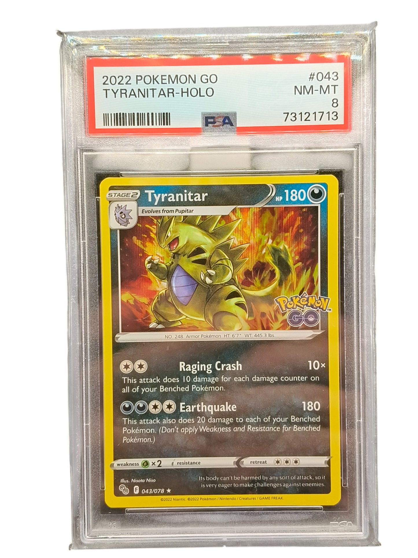 PSA 8 2022 Pokemon Go Tyranitar-Holo 043/078