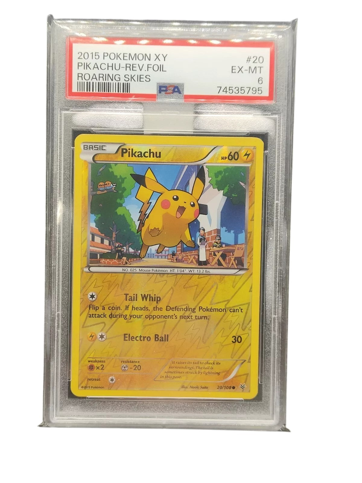 PSA 6 Pokémon TCG Pikachu Roaring Skies 20/108 Reverse Holo