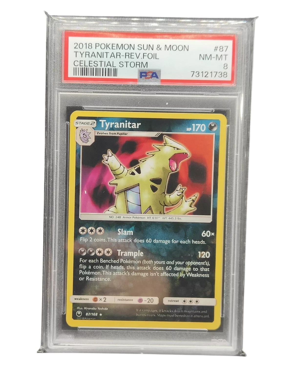 PSA 8 Pokémon TCG Tyranitar Celestial Storm 87/168 Holo Holo Rare