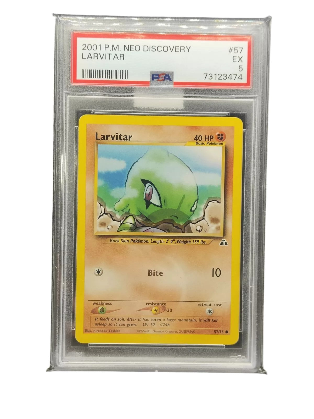 PSA 5 Pokemon TCG Larvitar Neo Discovery 57/75