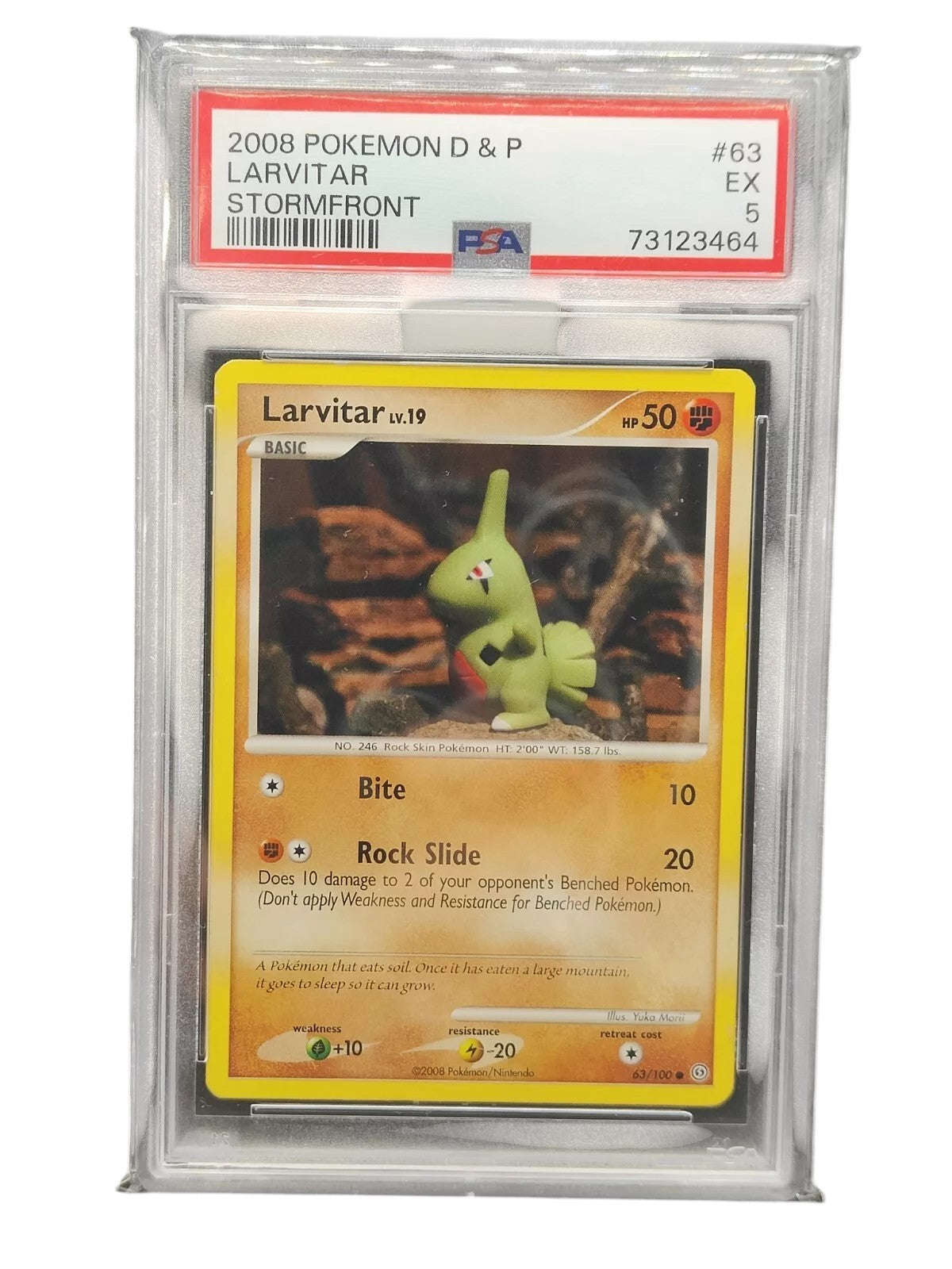 PSA 5 Larvitar - Pokemon D & P Stormfront 63/100