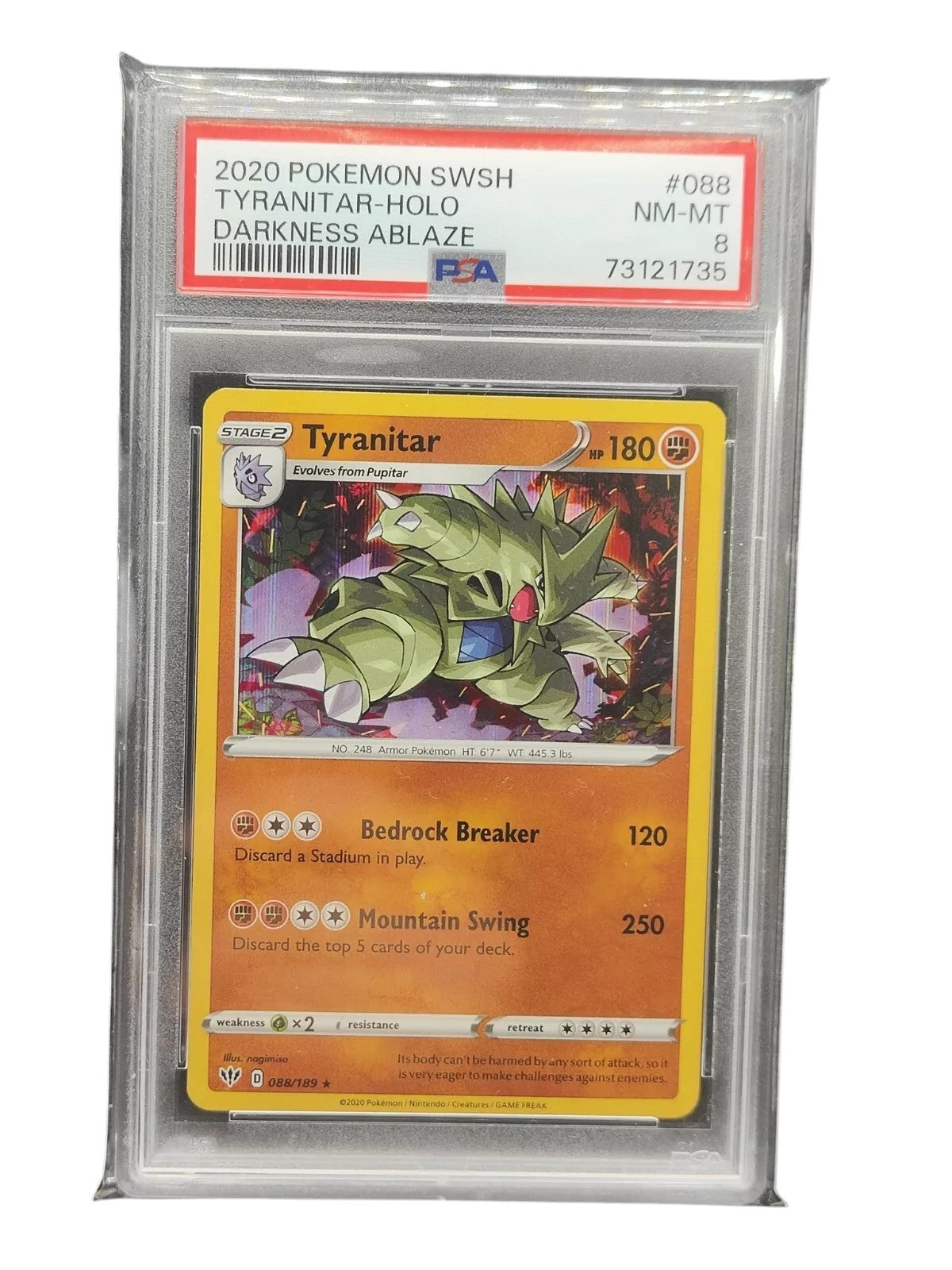 PSA 8 2020 Pokemon SWSH Tyranitar-Holo Darkness Ablaze 088/189