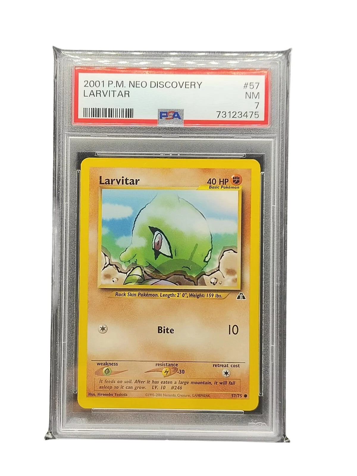 PSA 7 Pokemon TCG Larvitar Neo Discovery 57/75