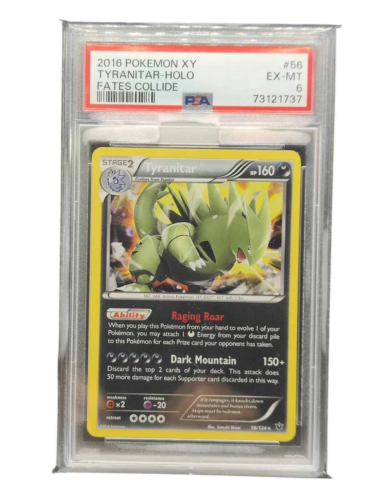 PSA 6 Pokémon TCG Tyranitar Fates Collide 56/124 Holo Holo Rare