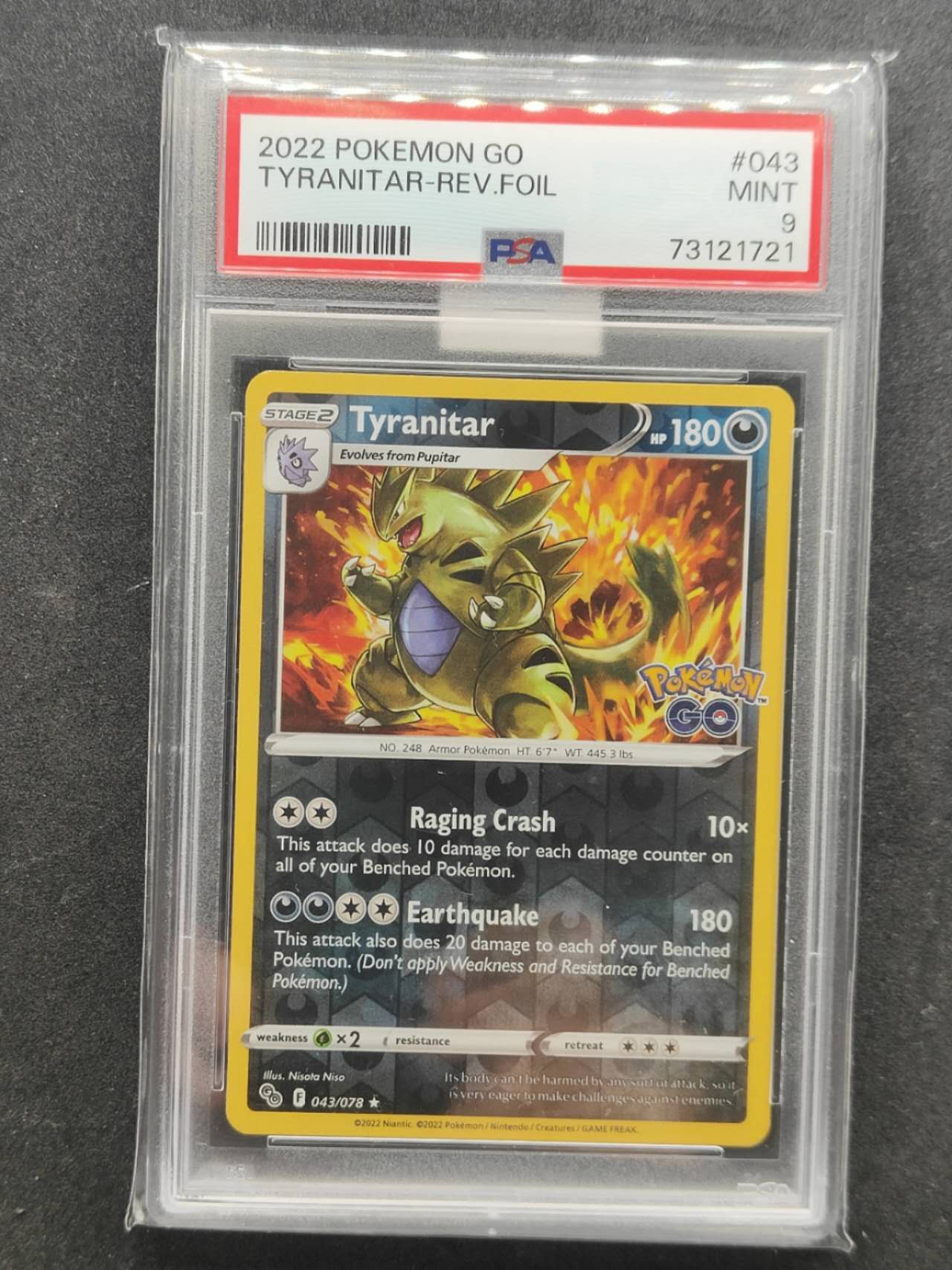 PSA 9 2022 Pokemon Go Tyranitar-Rev.Foil 043/078