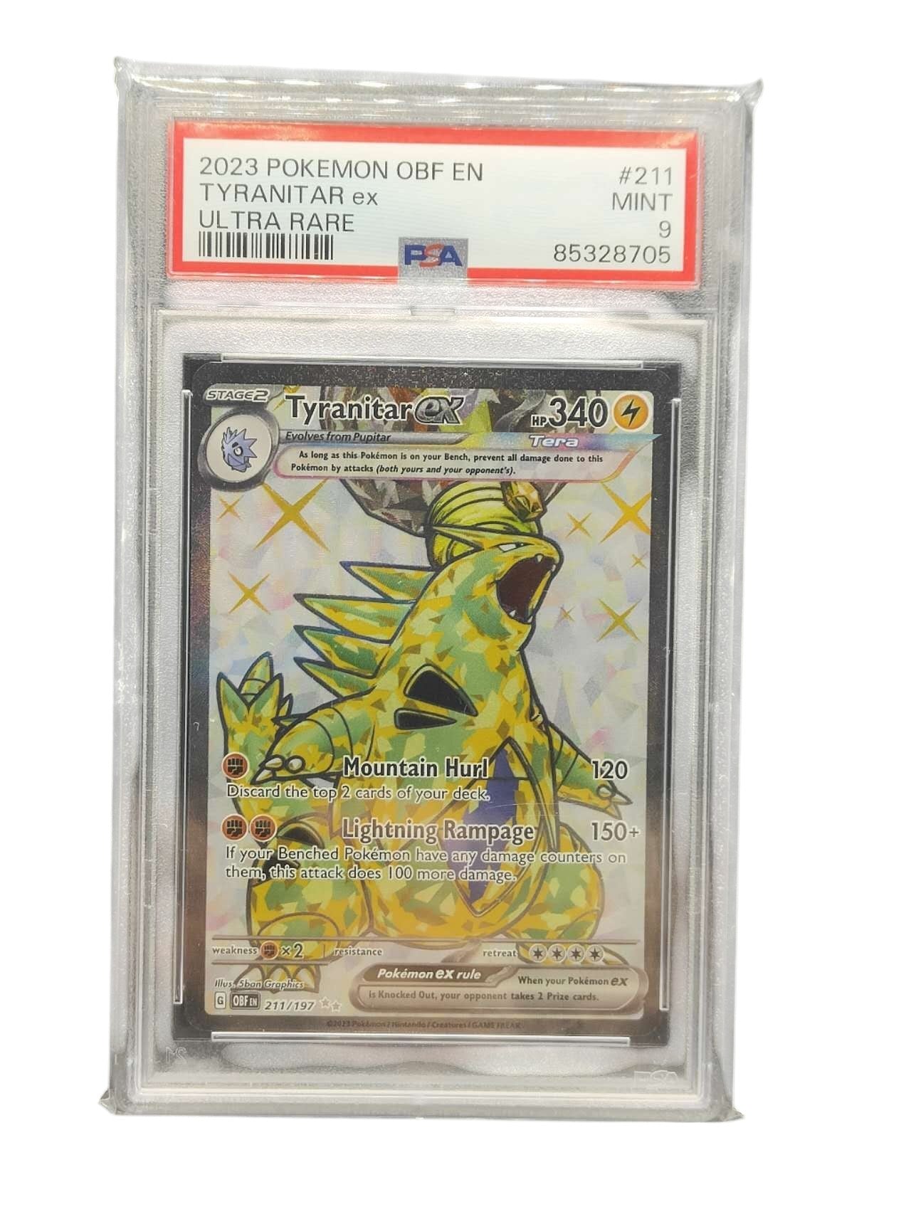 PSA 9 Pokemon TCG: Obsidian Flames - Tyranitar ex 211/197