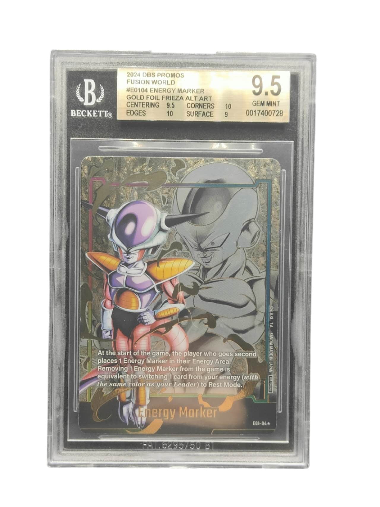 BGS9.5 2024 DBS Promos Fusion World Gold Foil Energy Marker Frieza AltArt E01-04
