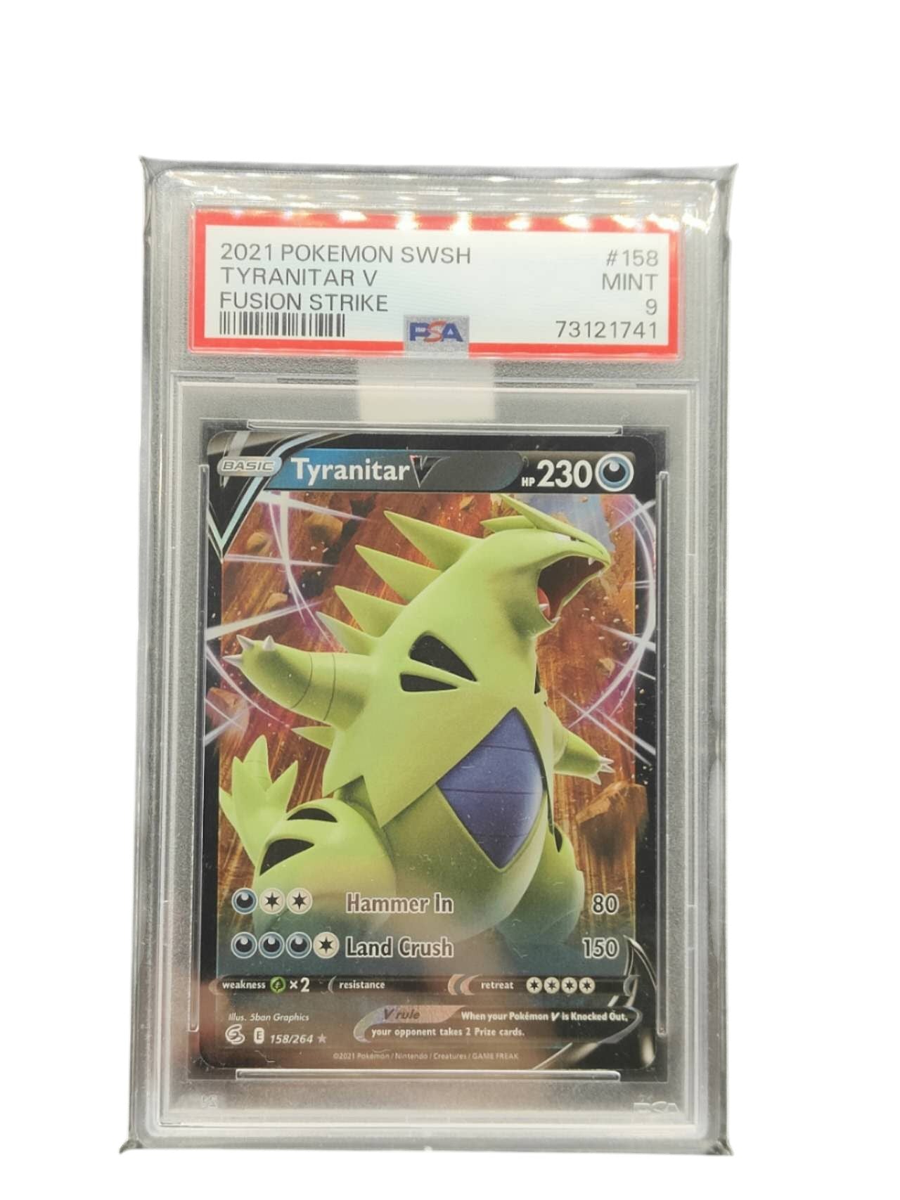 PSA 9 2021 Pokemon SWSH Fusion Strike Tyranitar V 158/264