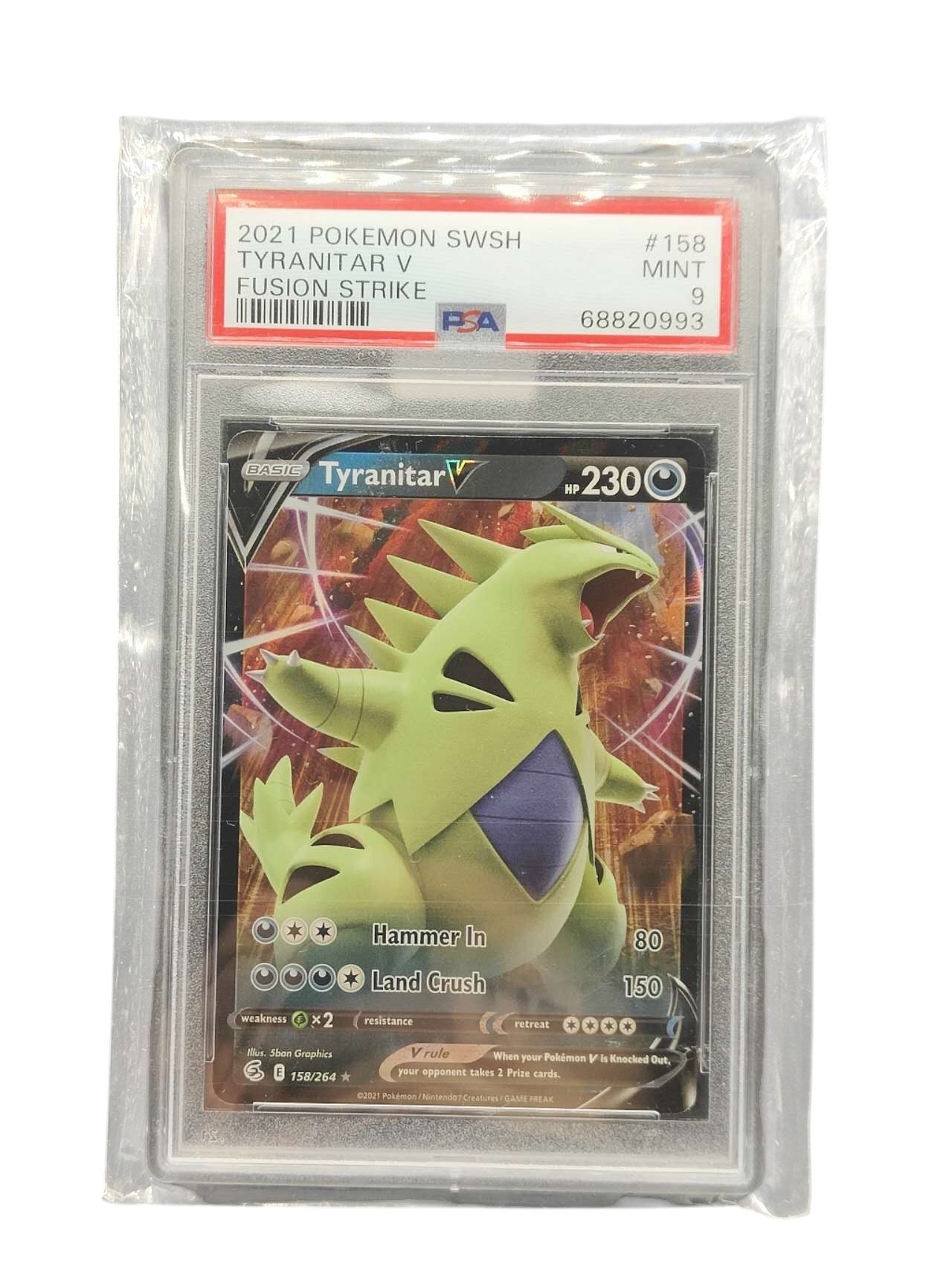 PSA 9 2021 Pokemon SWSH Fusion Strike Tyranitar V 158/264