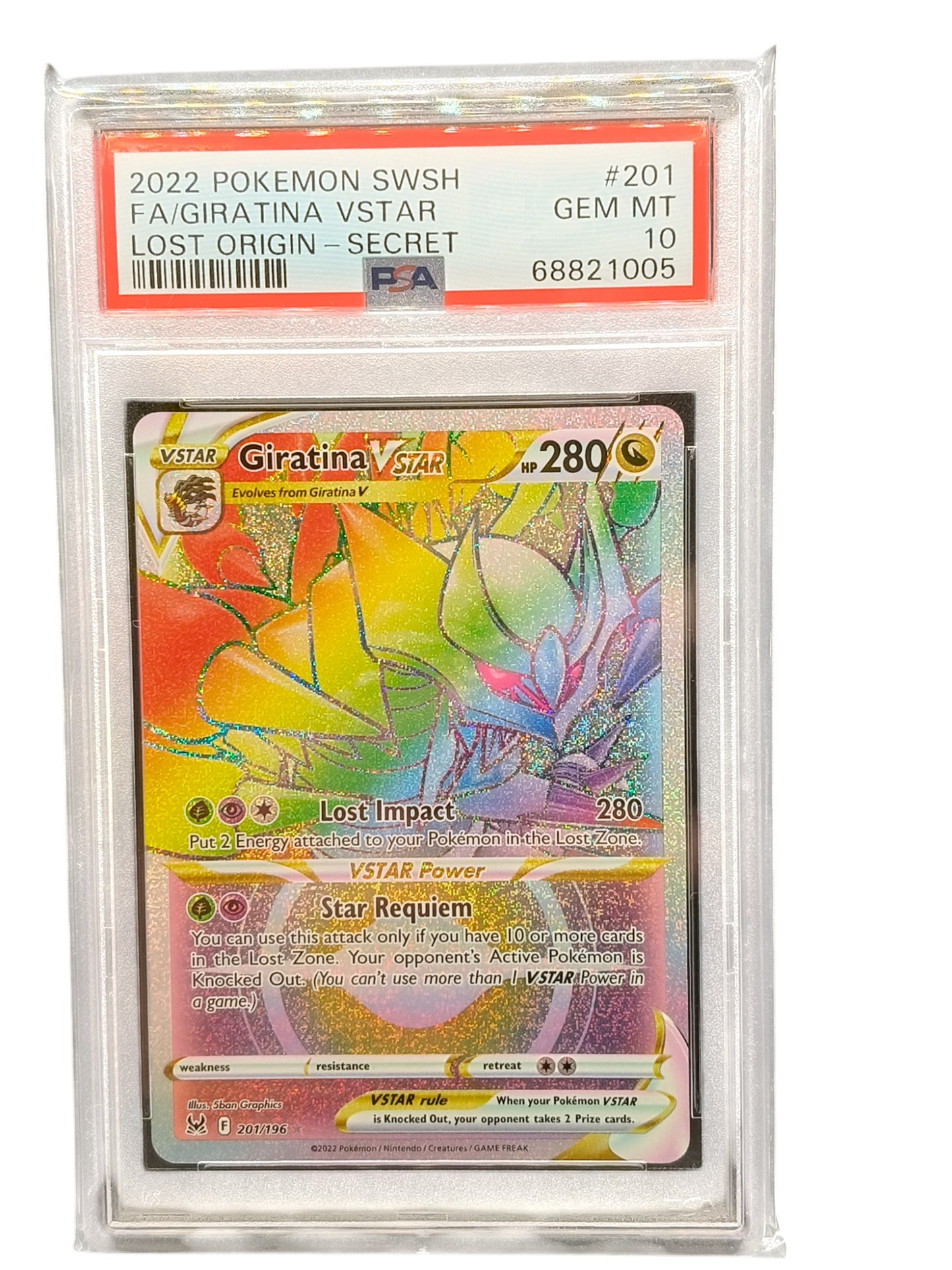 PSA 10 Giratina VSTAR 201/196 Pokemon Lost Origin Rainbow Secret Rare