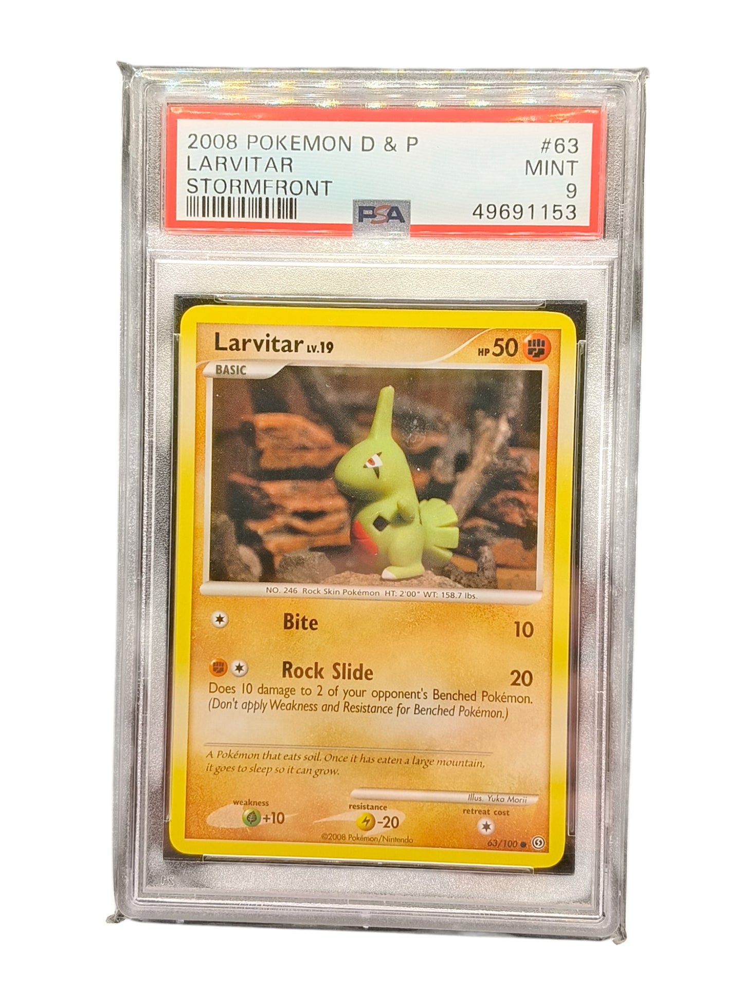 PSA 9 Pokemon D&P Stormfront 2008 - Larvitar Lv.19
