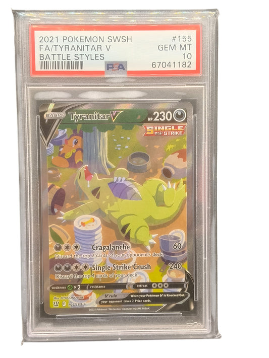PSA 10 Tyranitar V Alternate Art 155/163 Pokemon Battle Styles GEM MINT