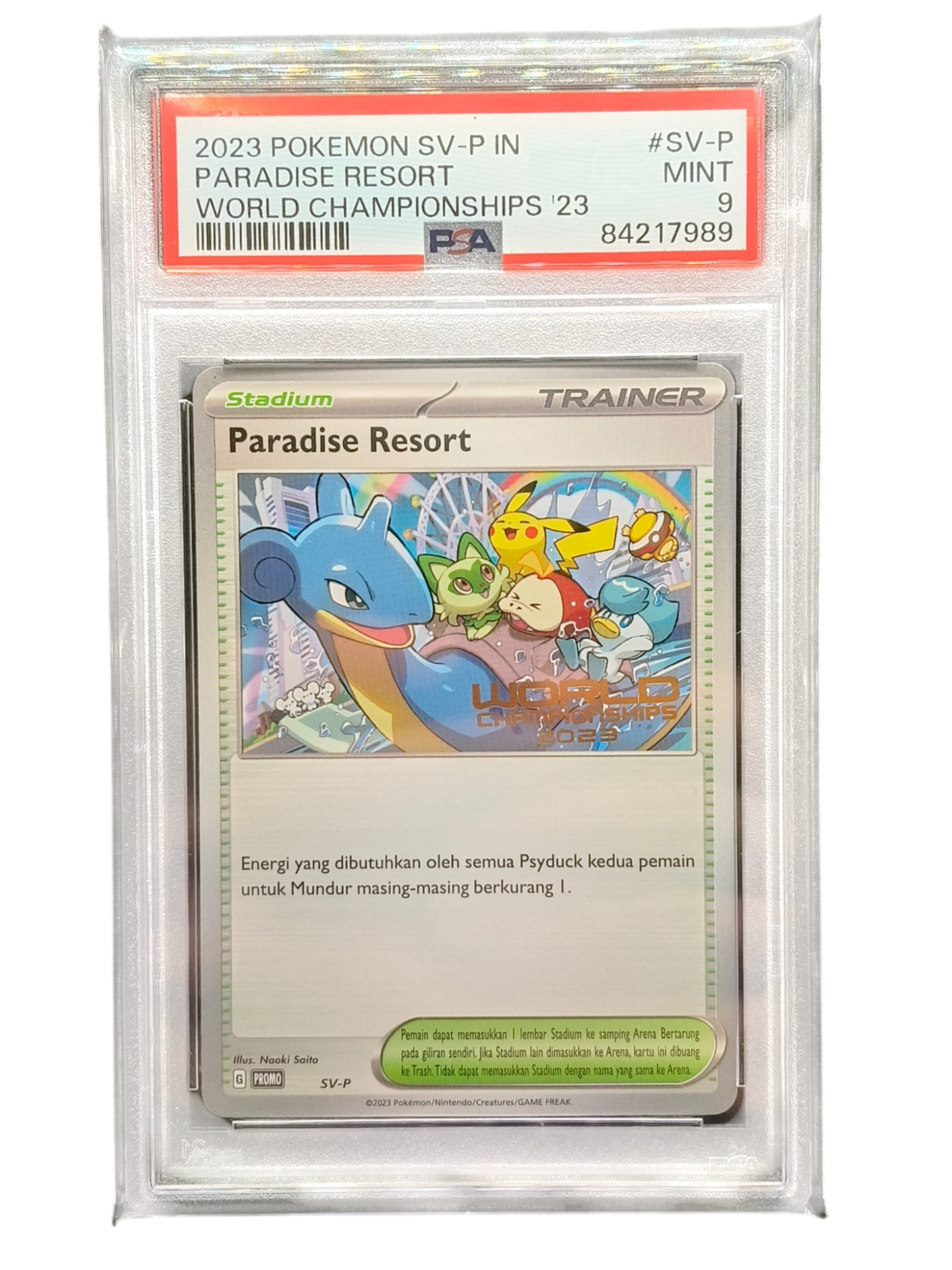 PSA 9 Pokemon INDONESIAN Paradise Resort World Championships 2023 SV-P