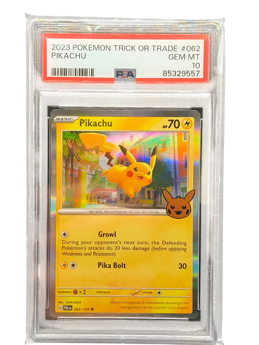 PSA 10 Pokemon Card PIKACHU 062/193 Trick or Trade 2023 Halloween Stamp Holo