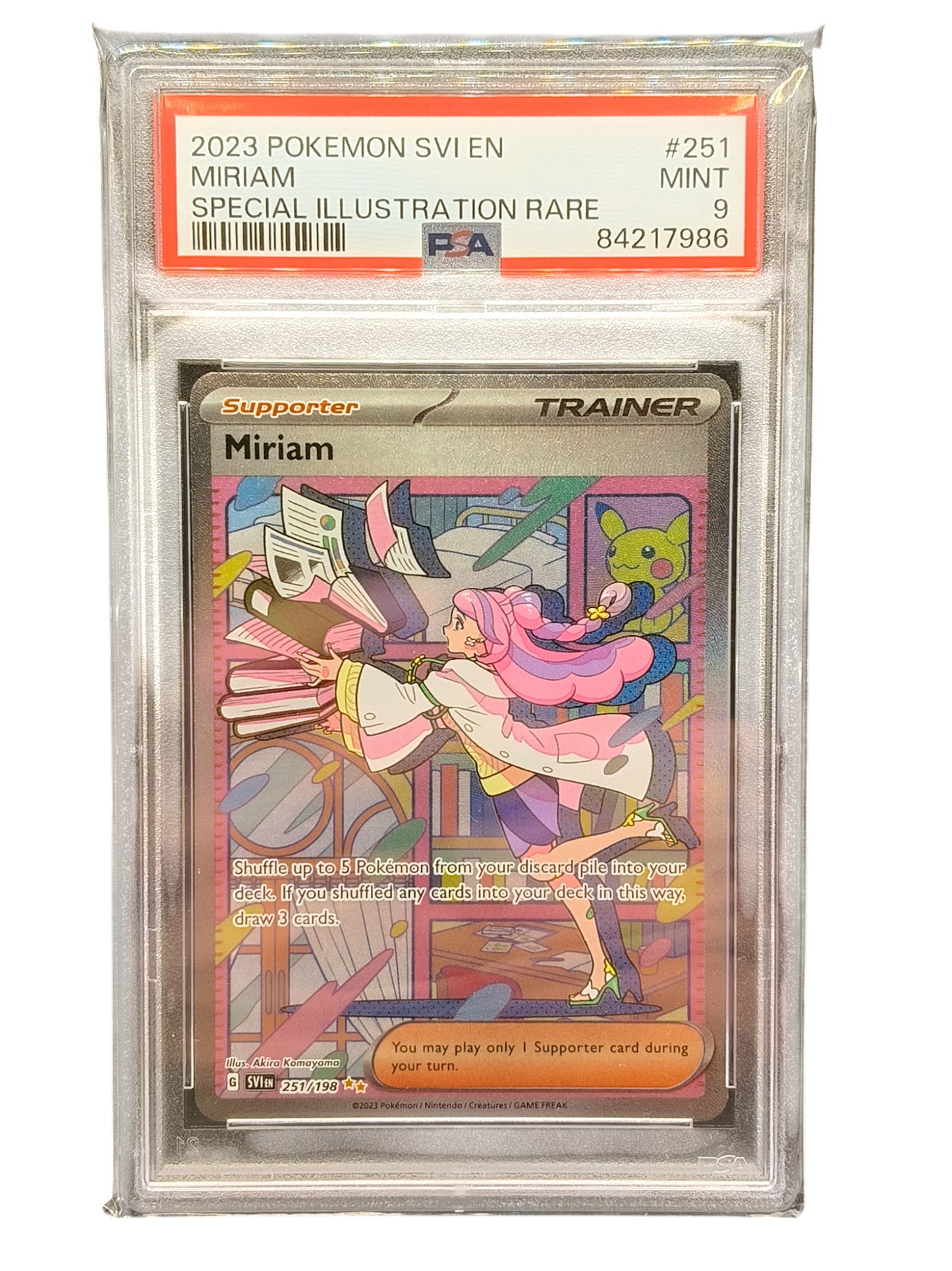 PSA 9 Miriam 251/198 Scarlet & Violet Full Art Trainer Holo Graded Pokemon TCG