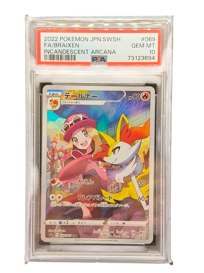PSA 10 Braixen 069/068 CHR Incandescant Arcana Serena Japanese Pokemon Card