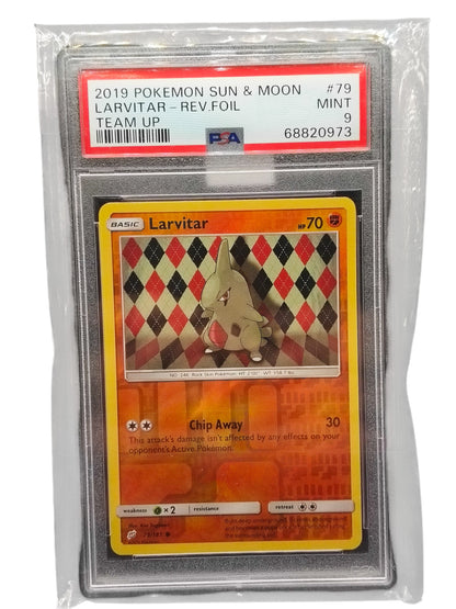 PSA 9 Pokémon TCG Larvitar Sun & Moon - Team Up 79/181 Reverse Foil Holo
