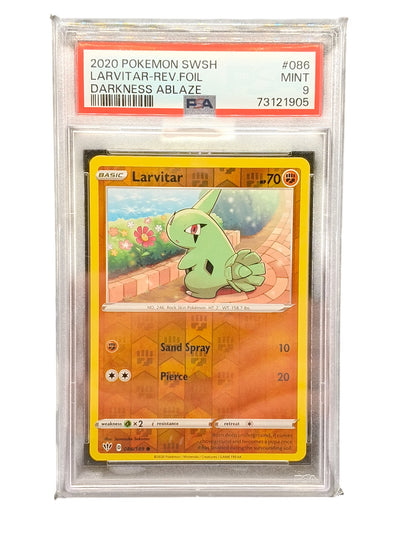 PSA 9 2020 Pokemon SWSH Larvitar-Rev.Foil Darkness Ablaze 086/189