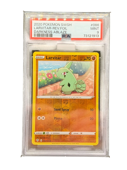 PSA 9 2020 Pokemon SWSH Larvitar-Rev.Foil Darkness Ablaze 086/189