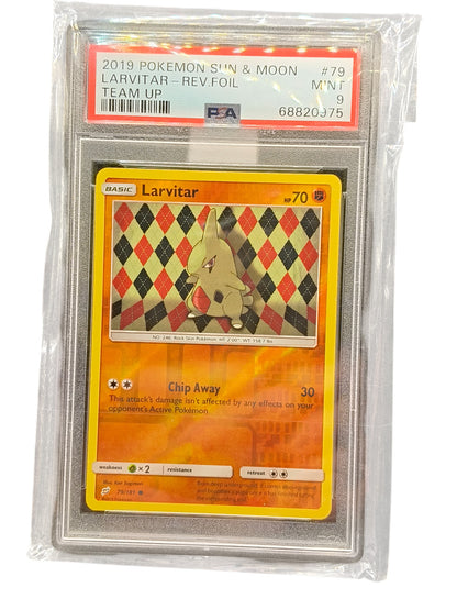 PSA 9 Pokémon TCG Larvitar Sun & Moon - Team Up 79/181 Reverse Foil Holo
