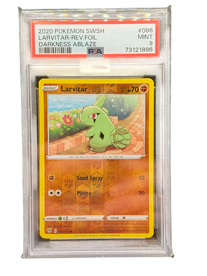 PSA 9 2020 Pokemon SWSH Larvitar-Rev.Foil Darkness Ablaze 086/189