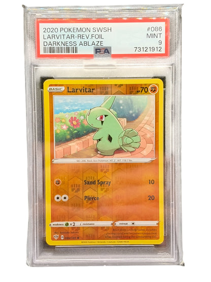 PSA 9 2020 Pokemon SWSH Larvitar-Rev.Foil Darkness Ablaze 086/189