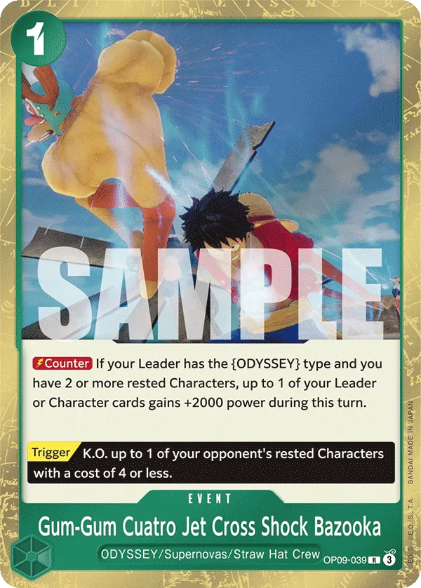 [OP09-039](R) Gum-Gum Cuatro Jet Cross Shock Bazooka (Foil)
