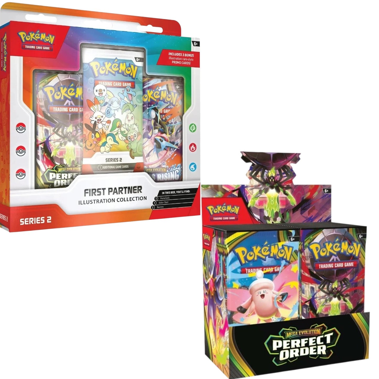 Pokémon TCG: First Partner Illustration Collection — Series 2 + Mega Evolution Perfect Order Booster Box