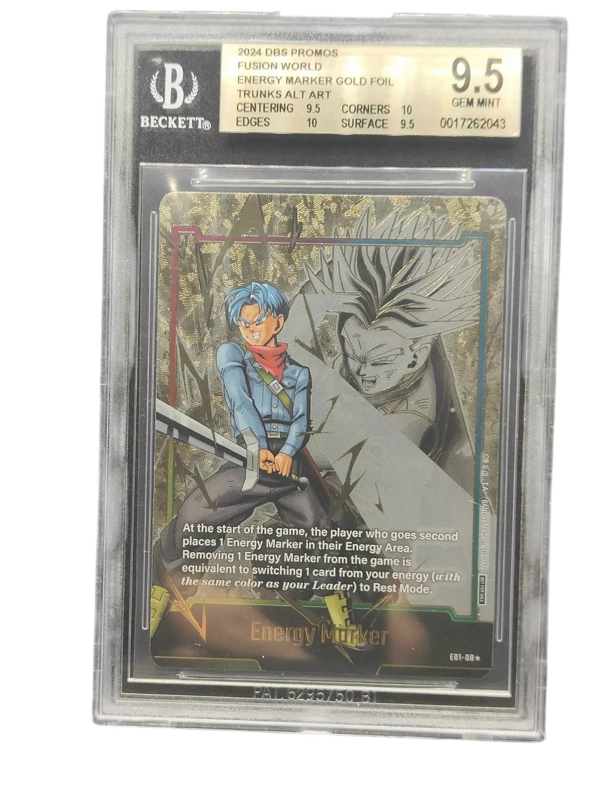 BGS 9.5 2024 DBS Promos Fusion World Gold Foil Energy Marker TrunksAltArt E01-08
